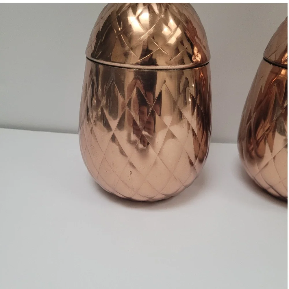 Godinger Pineapple Cups Set of 2‎ Vintage Tumblers Cocktail Gold